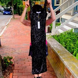 MESHIKI DRESS Blythe sequin square neck midi dress